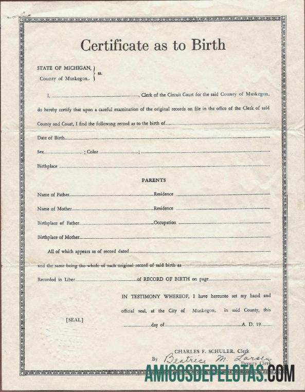 Certidão de nascimento do Tribunal do Circuito dos Estados Unidos de Michigan baixar para verificação